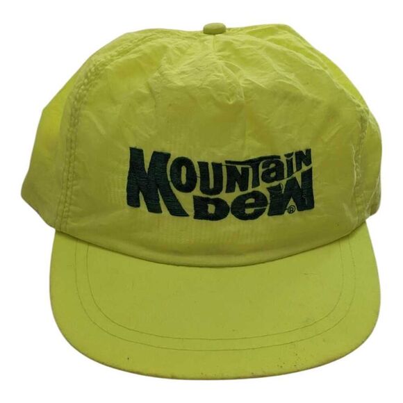 Vintage Mountain Dew‎ Nylon Florescent Snapback Hat Baseball Cap Neon - Picture 1 of 4